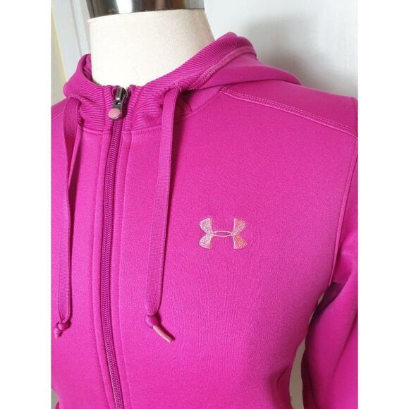 Under Armour Women's UA Hooded Jacket Semi-Fitted Medium Pink Fuchsia - Picture 2 of 7
